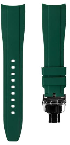 Strapseeker Sportarmband aus weichem Silikon, mit gebogenem Ende, kompatibel mit Omega Swatch Moonwatch, Omega Speedmaster, Rolex Submariner, Seiko SKX Tauchuhren, 18 mm, 19 mm, 20 mm, 21 mm, 22 mm,