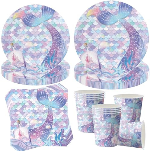 Kit Vaisselle Anniversaire,Party Set, assiettes, serviettes et gobelets, décoration de table, décoration d'anniversaire,Assiette Carton Papier Tasses Serviettesr Nappe pour Fête de Noël