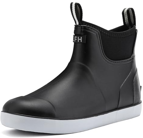 Jesindr Gummistiefel Herren, Protective Wasserdicht Anti-Rutsch Stiefeletten, Atmungsaktiv Schwarz Chelsea-Stiefel, Original Mode Grundlegend Reitstiefel, Schwarz, 46 EU