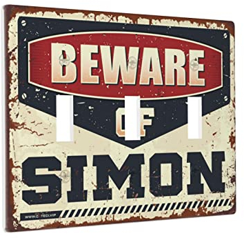 Placa decorativa de pared de un solo interruptor Beware Of Simon, placa de pared para interruptor de luz, interruptor de luz triple