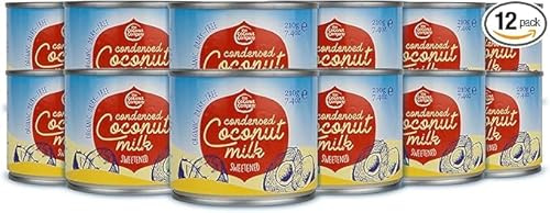 The Coconut Company Organic Condensed Coconut Milk, Mixed with Sugar to Make a Rich Sugary Cream, Use to add a Sweet hit to Desserts, or as a Topping for Cakes, 210g (Pack of 12)