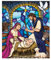 Fensterbild Winter Kirche Krippenbild Maria und Josef wiederverwendbare Fensteraufkleber Mosaik Weihnachten, Bogen 50 x 60 cm