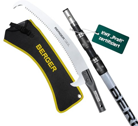 BERGER ArboRapid Set 76039 | Teleskop Astsäge für Profis | Teleskopsäge | 4,70 m Arbeitshöhe | Hochentaster aus Carbon | Baumsäge mit Tasche & Aufsatzsäge | Astsäge Teleskop zertifiziert & geprüft