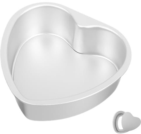 Heart Pan, 8Inch Heart Shaped Cake Tin with Loose Base Non-Stick Coating Heart Shaped Cake Tin Reusable Cake Baking Pans Heat Resistant Cake Tins Cheesecake Molds DIY Baking Mold Tool Valentines