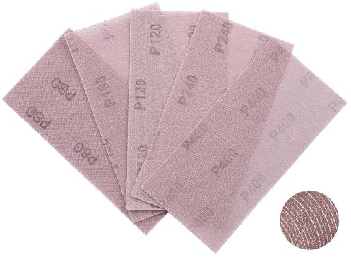 Sruhrak 25 Stück 115x230mm Schleifgitte Klett, 80/120/180/240/400 Körnung Schleifnetz Effiziente Staubentfernung Schleifpads für Ttrockenbau Wandschleifer