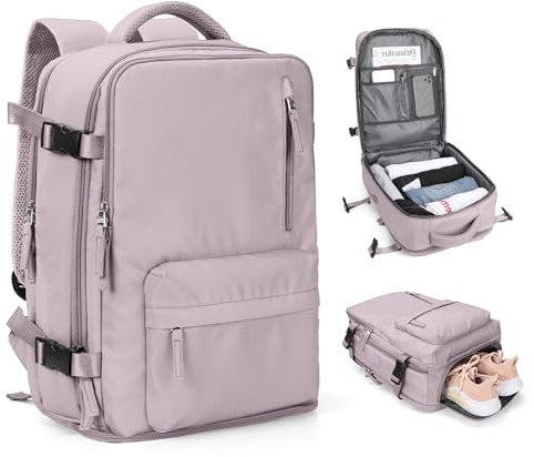 SZLX Sac à Dos Voyage Cabine 40x20x25 Ryanair Bagage Cabine 45x36x20 Easyjet Femme Bagage à Main Sac à Dos pour Ordinateur Portable Homme Imperméable avec USB Sac de Sport Violet Rose