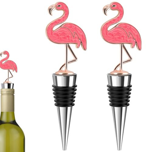Biiange Lot de 2 bouchons à vin en forme de flamant rose, réutilisables, pour fête de mariage, fête prénuptiale, anniversaire