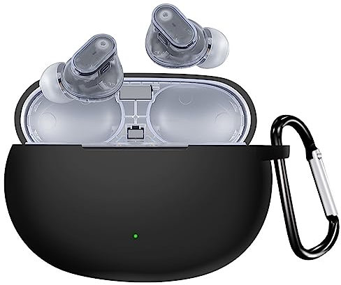 KANOYO Silicone Cover Compatible with Beats Studio Buds +/Buds,Full Body Protection Case,Supports Wireless Charging,Shock Resistant with Beats Studio Buds +/Buds Case,With Carabiner (Black)
