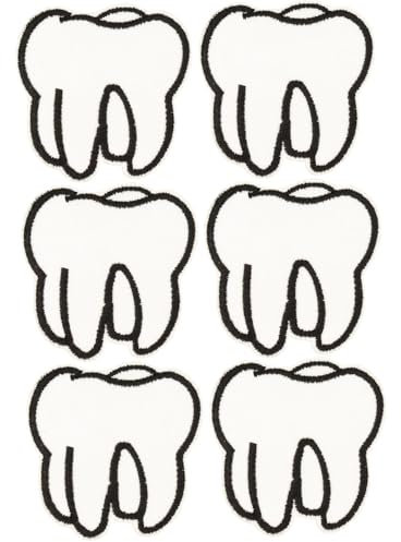 Zahn Aufnäher Zahnfee Patches 5,5cm x 5cm 6 Stk für DIY Kostüm Fasching Karneval