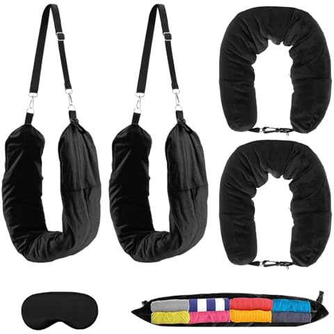 2pcs Reise Nackenkissen - Flugzeug Nackenkissen befüllbar mit Kleidung, Reisen U-förmiges Füllbares reisekissen, Multifunktionales Nackenkissen mit Eye Mask, für Zug Auto Büro Camping Reise Gadgets