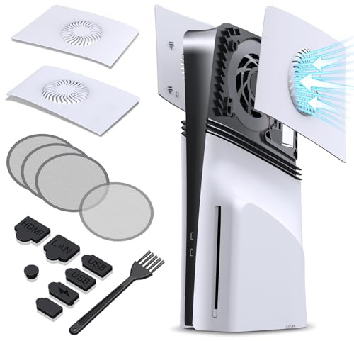 GRAUGEAR PS5 Pro Cooling & Dustproof Kit | Ventilated Faceplates + Air Filter + Dust Plugs | Reduce Console Temp by 50% | Anti-Dust Protection for PlayStation 5 Pro Digital & Disc Edition