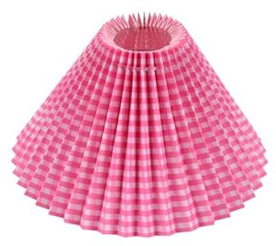 Retro-Tischlampenabdeckung, plissierter Stoff-Lampenschirm, Lampenschirm, Nachttisch-Lichtabdeckung, Innenbeleuchtung, Zubehör (rosa kariert)
