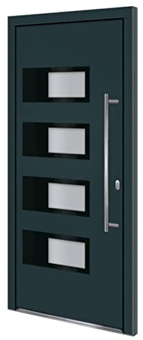 ChicAbode Haustür 100x210cm Nebeneingangstür Kellertür Eingangstür Außentür Wohnungstür Tür Aluminium und PVC AnthrazitRechts