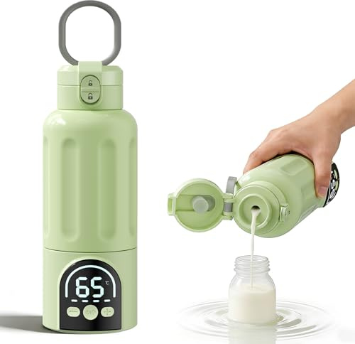 Acemora Scaldabiberon, Riscaldamento Rapido e Lunga Durata della Batteria 12000mAh, Controllo della Temperatura, 500ml Scaldabiberon per Tutto il Giorno per Latte Materno, Formula o Acqua (Verde)