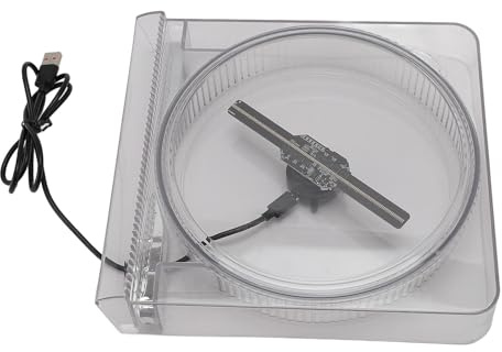 14cm 3D Hologram Fan with Cover, 3D Holographic LED Projector, 2000x128 Resolution Advertising Display with 128 LED Beads, App Controlled for Business Store Shop Party