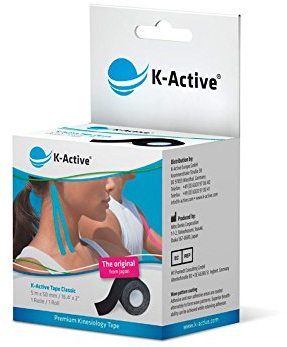 K-Active Kinesiologie Tape Classic SCHWARZ, wasserabweisend und hypoallergen, 50 mm x 5 m, 1er Box