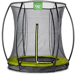 EXIT Toys Silhouette Ground Trampoline - 6ft - Compact Inground Round Trampoline for Toddlers and Kids - With Safety Enclosure Net and Feet Safety System - Safe Entry - Great Jumping Power - Green