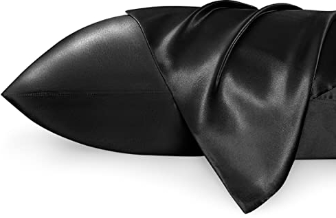 Bedsure Satin Pillowcase for Hair - Similar to Silk Pillowcase, Cooling Pillow Cases 2 Pack with Envelope Closure, Gifts for Women, Queen & Standard Size 50x75 cm, Black