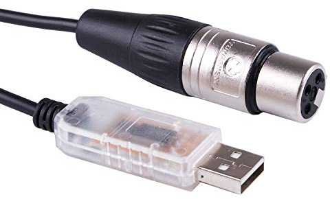 Suamdoen Adaptador de interfaz USB a DMX512 XLR de 3 pines para computadora, PC, controlador de luz de escenario, regulador de intensidad USB a DMX RS485, cable convertidor serie (longitud: 10 pies)