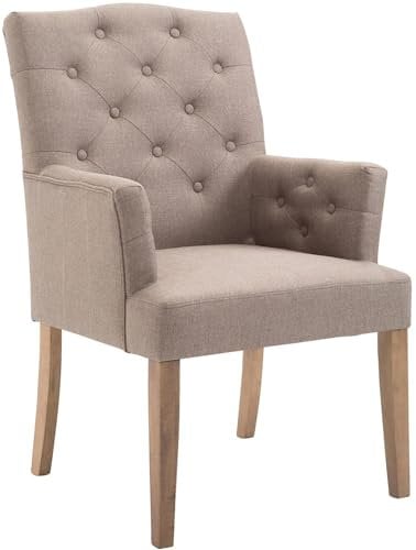 CLP Esszimmerstuhl Sugar mit hochwertiger Polsterung und Stoffbezug I Polsterstuhl mit Gestell aus Kautschukholz I Sitzhöhe: 47 cm, Farbe:Taupe, Gestell Farbe:antik-hell
