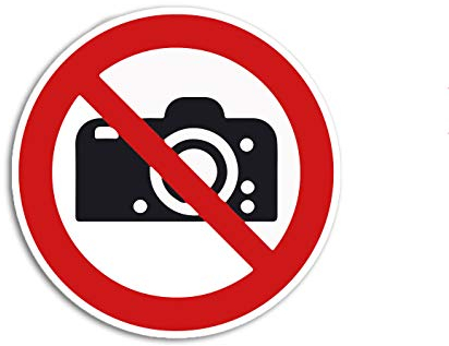 Premium Aufkleber Fotografieren verboten Hinweis Rund Ø 10 cm Witterungs- und UV-Beständig