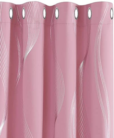 Deconovo Vorhänge Kälteschutz Lärmschutz Gardinenschal Verdunklung Mädchen Gardinen, 175x140 cm(HöhexBreite), Rosa, 2er Set