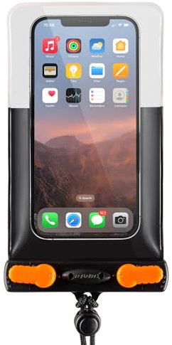 Aquapac Aquasac Economy wasserdichte schwarze Handyhülle, Trageband, iPhone und Android, hergestellt in Großbritannien, Wassersport, unverzichtbar auf Reisen, 5 Jahre Garantie, Wander- und Laufzubehör