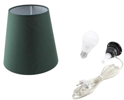 Kit Completo Paralume Verde + Adattatore portalampada E27 con filo e interruttore trasparente - Lampada Led A+ in omaggio! Trasforma una bottiglia in lampada! Lampabottiglia.it
