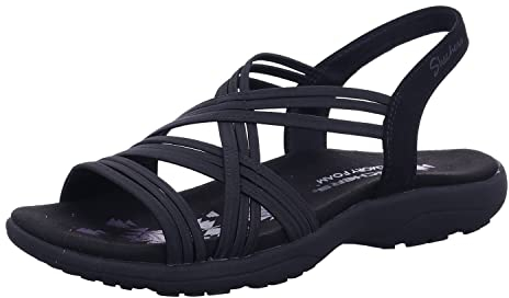 Skechers Reggae Slim Simply Stretch, Sandale Femme - Noir - 40 EU
