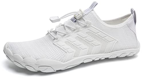 IceUnicorn Barfuss Schuhe Damen Walkingschuhe Barfußschuhe Herren Anfänger Bequeme Atmungsaktiv Gesunde (15#Weiß, 41EU)