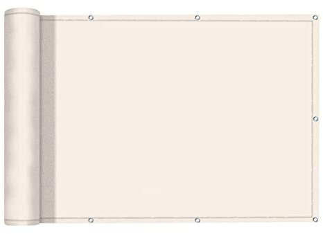 LOVE STORY Brise Vue pour Balcon 75x500cm, Imperméable Couverture de Confidentialité Écran(PES),Protection UV Opaque pour Balcon with Cable Ties,Pare-Soleil pour Jardin Extérieur,Crème