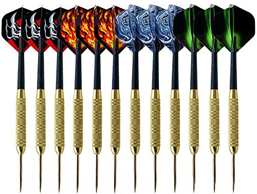 XUBX 12 Stück Dartpfeile mit Metallspitze, 19 Gramm Steel Darts Pfeile Set, Profi Steeldarts Mit Aufbewahrungskoffer, Darts Steel, dartpfeil, PET Flights