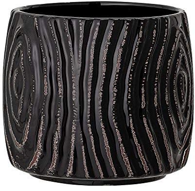 Bloomingville Nordic Atena Blumentopf aus Steingut in der Farbe Schwarz, 13,5x12cm, 82050072