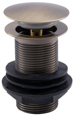 ENKI, W12, Antique Brass, Unslotted, Standard 1.1/4 Connection Pop Up Basin Waste Sink Plug, Click Clack, Allows Water to Drain Away, Durable Finish, Modern Bathroom Accessoires