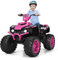 GYMAX Kids Electric Quad Bike, Children Ride On ATV with Bluetooth, Lights, Music, Horn, High/Low Speeds and Slow Start, 12 V Battery Powered Toy Car for Age 3+ Boys Girls (Pink)
