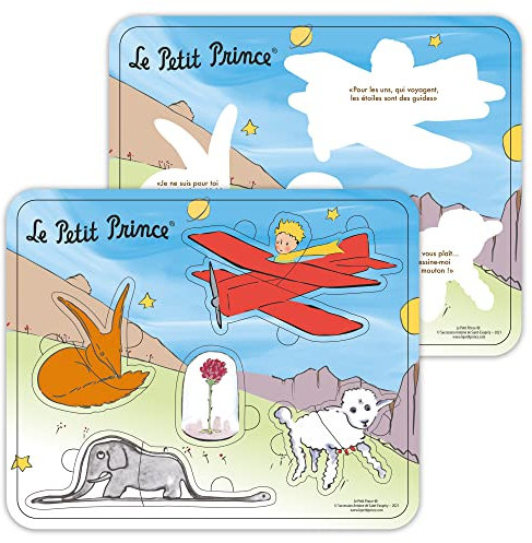 PLANÈTE BOIS - Puzzle - Lernspiel - Der kleine Prinz - 865003-5 Teile - Mehrfarbig - Holz - Kinderspiel - Kinderpuzzle - 21,5 cm x 17,5 cm - Ab 18 Monaten