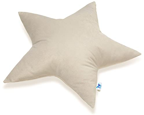 Pepi - Kuschelkissen Kinder - Handgenäht Kissen Kinderzimmer - Kinder Kissen Stern - Baby Kissen Deko - Sternkissen Beige