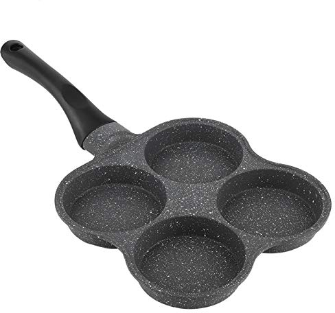 Greensen Egg Frying Pan, Egg Frying Pan Non-Stick Frying Pan with 4 Hole Pancake Pan Fried Egg Burger Pan, Multi Pancake Pan Aluminum Fried Egg Pan Omelette Mold Maker for Breakfast 36.5x19.5x2.5cm