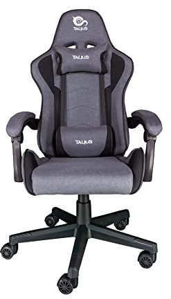Talius Hornet - Silla Gaming Gris Tela Transpirable, Brazos fijos, Butterfly, Base Naylon, Ruedas 60mm, Gas Clase 4 (Gris)