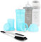 Twistshake Anti-Colic Baby Bottle Set with Milk Powder Container and Mixer - Set of 3 | Includes 1 Cleaning Brush | Fast Flow Silicone Teat | San BPA | 2 Months+ | Grey Blue