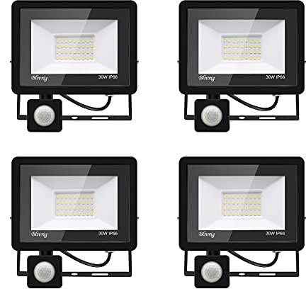 4*30w led strahler bewegungsmelder,3000LM LED Strahler Außen mit Bewegungsmelder IP66 Scheinwerferled aussenstrahler mit bewegungsmelder Warmweiß 3000K Außenstrahler LED Fluter Flutlicht für Garage
