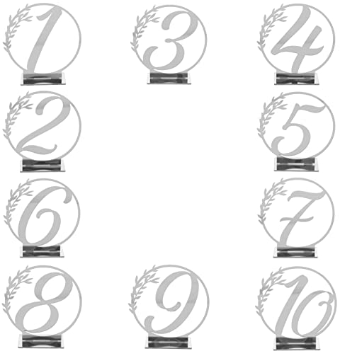 BESTonZON 10 Stück Tischnummern Für Hochzeiten Acryl Tischnummernschilder 1–10 Bankettschild Hochzeit Reserviert Schilder Für Hochzeitsempfang Tischdekoration Silber