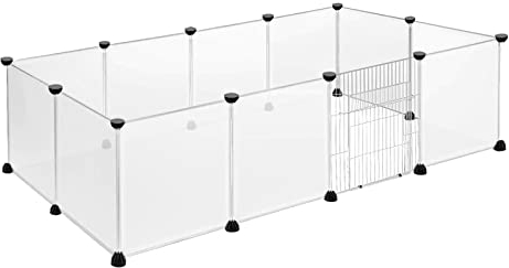 TRMLBE Freigehege Kaninchen, Meerschweinchen Gehege 12 Stück Kunststoff Kleintiergehege Freilaufgehege für Hasen Welpenauslauf für Hamster, Lgel, Kleintierauslauf Laufgitter - 145x75x48cm