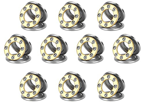 HiPicco Thrust Ball Bearings, 10pcs F7-15M Miniature Plane Axial Ball Bearing 3-in-1, 7mm x 15mm x 5mm Chrome Steel Single Direction