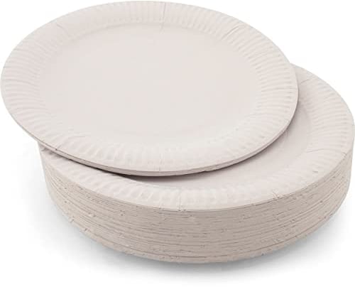Neutral Umpire Eco-Friendly Disposable Paper Plates - Premium Quality White Party Plates for Weddings, Events | Disposable Plates Ideal for Hot and Cold Food (White, 9 inch 25 Pack)