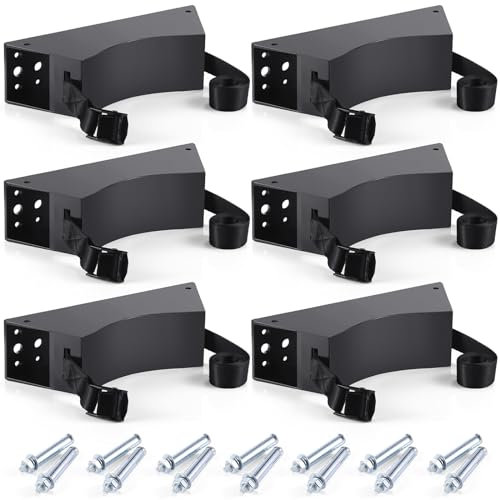 TrelaCo 6 Pcs Propane Tank Holder Gas Cylinder Holder Cylinder Wall Mounted Bracket Nitrogen Tank Holder with Screws and Safety Chain Supported 41 Inch for 4-12 Diameter Nitrogen Tank(Black)