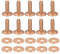 QUARKZMAN 10 Set Rame Rivetti e Sbavature, 12x4x14mm Solido Pelle Rame Rivetto Chiusura per Pelle Fai-da-te Artigianato Forniture, Rame Tonalità