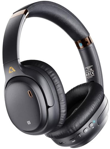 Lavales E600Pro Over-Ear Headphones Hybrid Active Noise Cancelling, Wireless Bluetooth Headphones, aptX HD & Low Latency, Hi-Res Audio, Deep Bass, 80H Playtime - Black