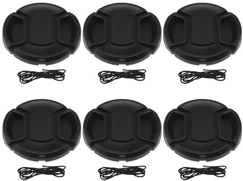 Create idea 6pcs Camera 52mm Lens Cap Snap-on Front Camera Lens Cover Compatible with Nikon Compatible with Sony Compatible with Canon with Anti-Lost Rope