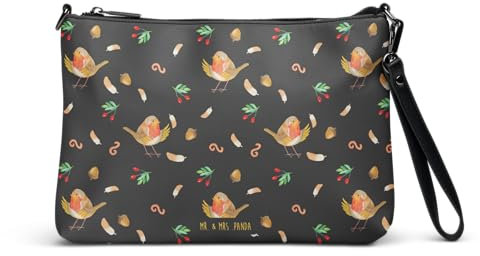 Mr. & Mrs. Panda Handtasche Rotkehlchen Federn - Geschenk, Shopper Tasche, Tiere, Gute Laune, What if i fall, lustige Sprüche, Vogel, Henkeltasche,